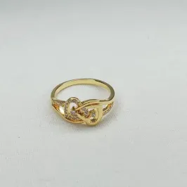 ANEL 1/2 LISO 1/2 CRAVEJADO CORAÇOES ENTRELAÇADOS