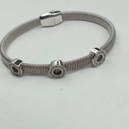 BRACELETE ESTEIRA C/ 3 CIRCULOS ZIRCONIA