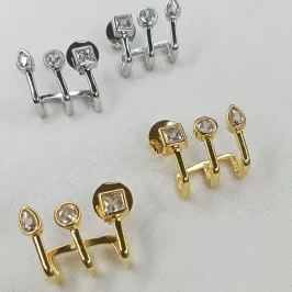 BRINCO EAR CUFF FORMAS EM ZIRCONIA