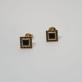 BRINCO QUADRADO ZIRCONIA NEGRA CRAVEJADO