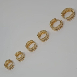 BRINCO TRIO ARGOLA TRABALHADO CRAVEJADO NO MEIO