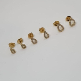 BRINCO TRIO GOTA VAZADA CRAVEJADA