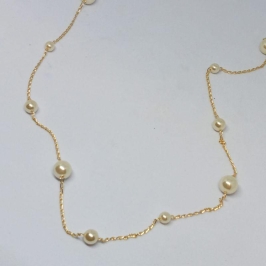 GARGANTILHA  PEROLA  MAIOR E MENOR 70 CM
