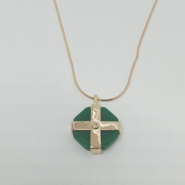 GARGANTILHA REDONDO C/ DETALHE EM X DOURADO