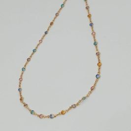 GARGANTILHA  PEDRAS COLORIDAS 40 CM