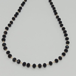 GARGANTILHA  PEDRAS FACETADAS PRETA 50 CM
