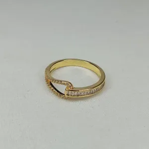 ANEL 1/2 CRAVEJADO COM ZIRCONIA BAGUETE