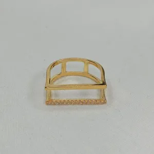 ANEL COM DOIS AROS QUADRADOS SEPARADOS, 1 LISO E 1 CRAVEJADO