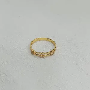 ANEL COM DOIS FILETES LISOS COM ALGUMAS ZIRCÔNIAS ESPALHADAS