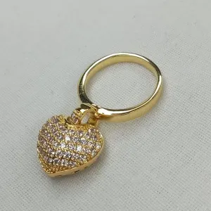 ANEL CORAÇÃO CRAVEJADO PENDURADO