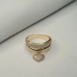 ANEL CORACAO DUPLO  1/2 LISO 1/2 CRAVEJADO