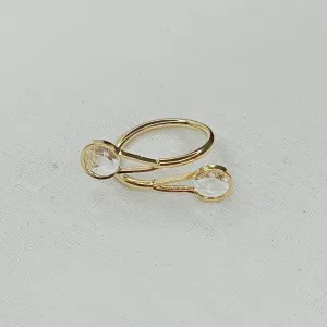 ANEL DOIS ENTRELAÇOS COM CRISTAL NA PONTA