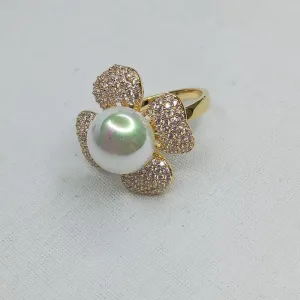 ANEL FLOR CRAVEJADO C/ PEROLA