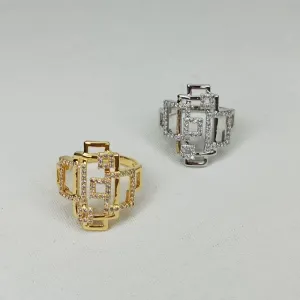 ANEL FORMAS QUADRADAS CRAVEJADAS