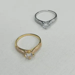 ANEL LISO COM DUAS LINHAS DE ZIRCONIA