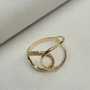 ANEL MEIO LISO 1/2 CRAVEJADO ZIRCONIA