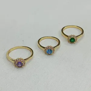 ANEL REDONDO COLORIDO COM ZIRCONIA