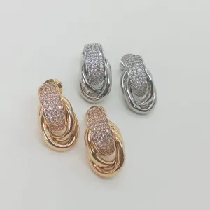 BRINCO  ARGOLA DUPLA BASE CRAVEJADA