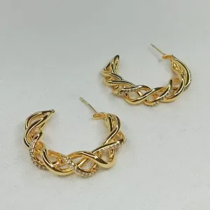 BRINCO ARGOLA TRANÇADA UM FIO CRAVEJADO