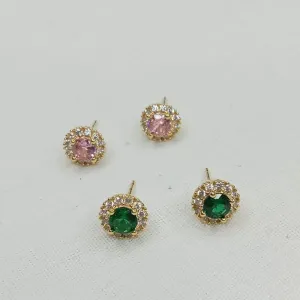 BRINCO PEDRA COLORIDA CRAVEJADO AO REDOR