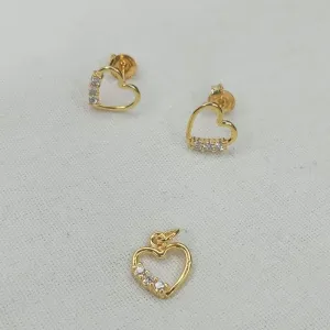 CONJUNTO CORAÇÃO MEIO LISO MEIO CRAVEJADO M