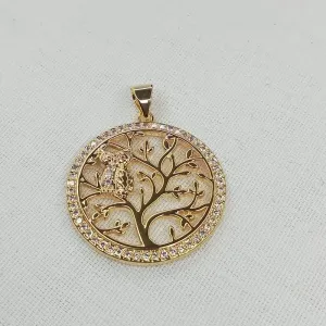 PINGENTE ÁRVORE COM UMA CORUJA CRAVEJADA