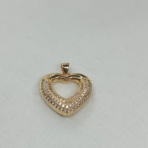 PINGENTE CORAÇÃO 1/2 LISO 1/2 CRAVEJADO