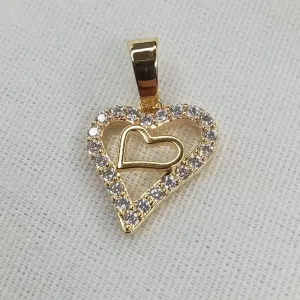 PINGENTE CORAÇAO CRAVEJADO CORAÇAO LISO NO MEIO