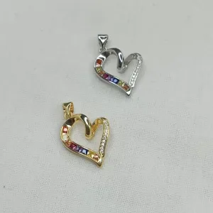 PINGENTE CORAÇAO VAZADO C/ZIRCONIAS COLORIDAS