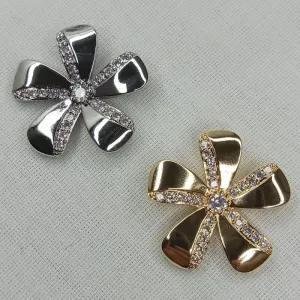 PINGENTE FLOR MEIO LISO MEIO CRAVEJADO