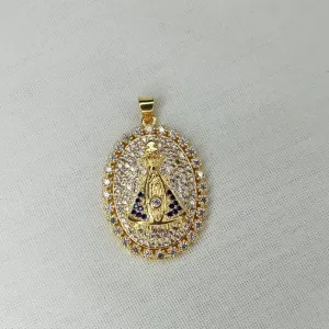 PINGENTE OVAL CRAVEJADO NOSSA SENHORA