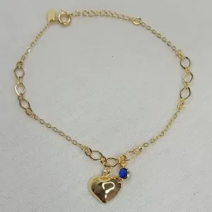 PULSEIRA CORAÇÃO LISO C/ ZIRCONIA AZUL