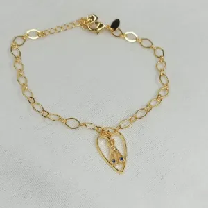 PULSEIRA ELO LOSANGO PINGENTE CORAÇÃO NOSSA SENHORA