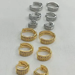 TRIO ARGOLAS TRES FILEIRAS CRAVEJADAS