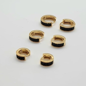 BRINCO TRIO ARGOLA ZIRCONIA NEGRA