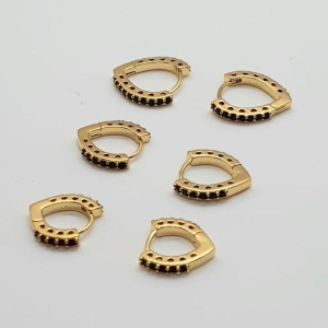 BRINCO TRIO CORACAO ZIRCONIA NEGRA