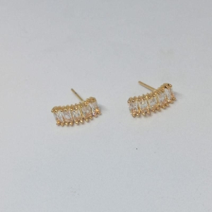 BRINCO  MEIA ARGOLA  ZIRCONIA BAGUETE