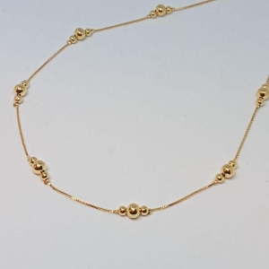 GARGANTILHA  VENEZIANA  C/ BOLINHAS INTERCALADAS 45 CM