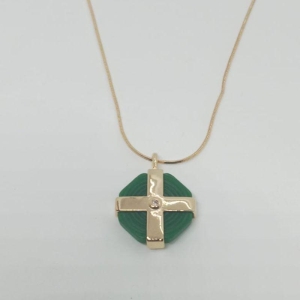 GARGANTILHA REDONDO C/ DETALHE EM X DOURADO