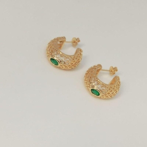 BRINCO REDE VAZADO ZIRCONIA OVAL VERDE