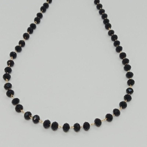 GARGANTILHA  PEDRAS FACETADAS PRETA 50 CM