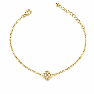 PULSEIRA PORTUGUESA FINA C/PINGENTE FLOR ZIRCONIA