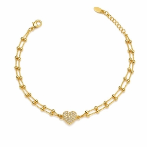 PULSEIRA VENEZIANA DUPLA C/BOLINHAS CORACAO CRAVEJADO