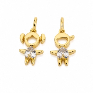 PINGENTE MENINO/MENINA C/ ZIRCONIA CORACAO NO MEIO