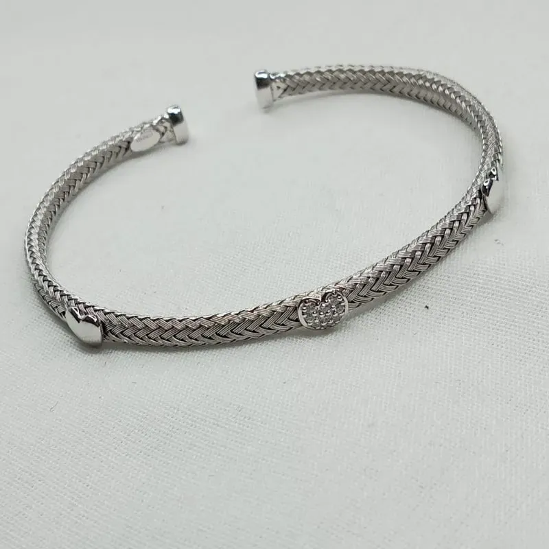 BRACELETE TRANCAD0 2 CORACOES LISO 1 CRAVEJADO
