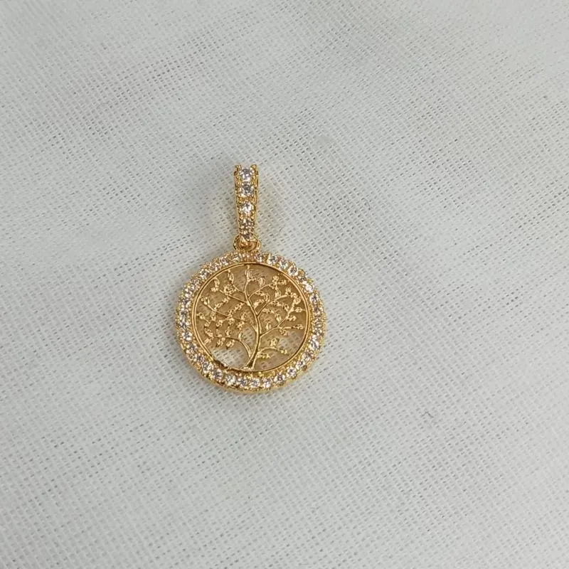 PINGENTE ARVORE DA VIDA CRAVEJADO COM MINI ZIRCÔNIAS 13MM