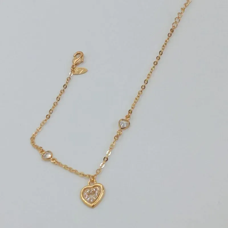 PULSEIRA TIFANNY COM PINGENTE CORACAO CRAVEJADO