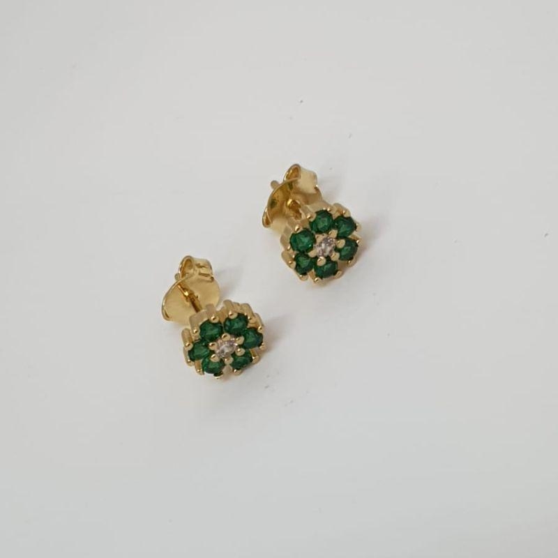 BRINCO FLOR ZIRCONIA VERDE