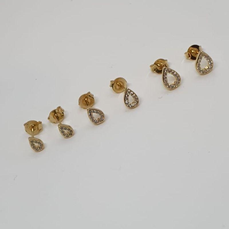 BRINCO TRIO GOTA VAZADA CRAVEJADA
