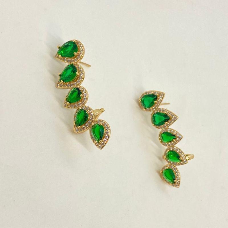 BRINCO ESARCUFF GOTA VERDE CRAVEJADO AO REDOR